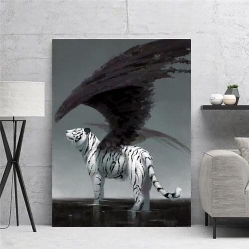Home Decoration White Tiger Wings Hd Abstract Prints Painting Cool Pictures Wall Art Modular Canvas Poster Bedside Background