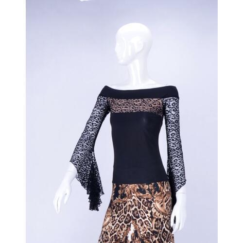 Exotic dance, ballroom dance, modern dance, big neck, lace, trumpet, sleeve, exercise jacket, T13045