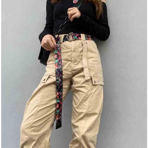 Fashion Printed Canvas Belts For Women Harajuku Metal D Ring Buckle Waist Strap Jeans Dress Trouser Female Decoration Waistband