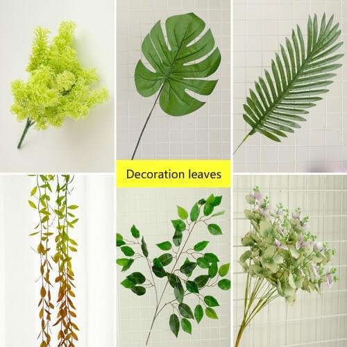 Artificial Plants Green Monstera Palm Tropical Plant Green Leaves Home DIY Decor Wedding Party Office Store Decor Plants Leaves