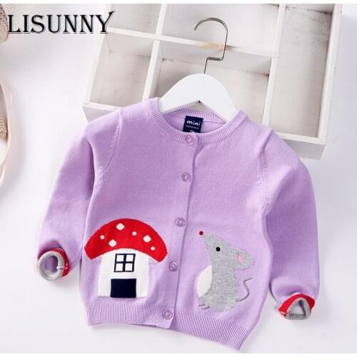 Toddler Coat Lolita Style Girls Cardigan Sweater 2021 Autumn Winter Cartoon O-Neck Kids Sweater Children Jacket Baby Clothes 0-5
