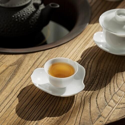 Ceramic Whiteware Tea Set Sweet Ceramic Whiteware Cup Saucer Jade Mud Coaster High White Cup Saucer Tea Accessories Tea Shop