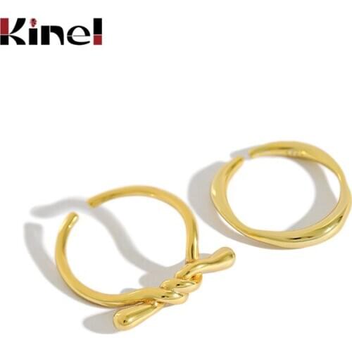 Kinel Ring Silver Sterling 925 Real Minimalist Jewelry for Women Wave Stackable Rings Korean Ladies Fine bijoux