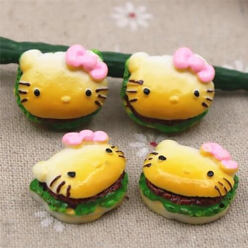 Cat hamburger 10PCS 23mm Resin Flat back Cabochon Food Art Supply Decoration Charm DIY craft