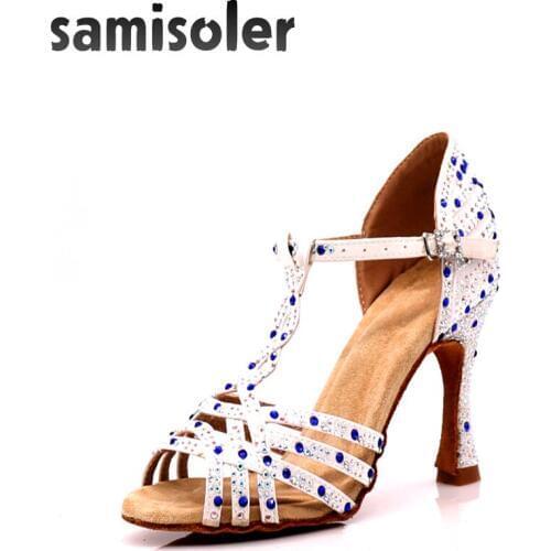 Latino Scarpe Da Ballo Delle Donne Del Rhinestone Salsa di Scintillio Sala Da Ballo Sandali Del Partito Scarpe Da Ballo Chiarore