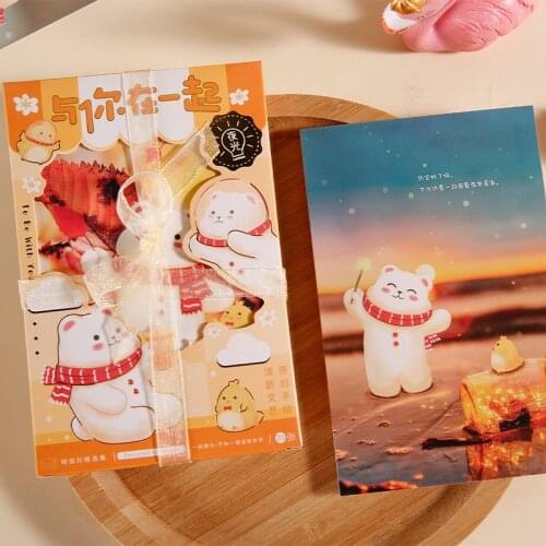 30 Pcs/Set To Be With You Series Luminous Postcard DIY Cartoon Greeting Blessing Cards Message Card Birthday Gift Card