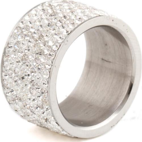 Monla Wholesale 316L Stainless Steel 8 Rows Crystal Pave Rings for women birthday gift