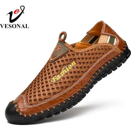 VESONAL Mesh Men Shoes Casual Sneaker Handmade Slip On Loafers Mens Sneakers For Male Summer Breathable Comfort Chaussure