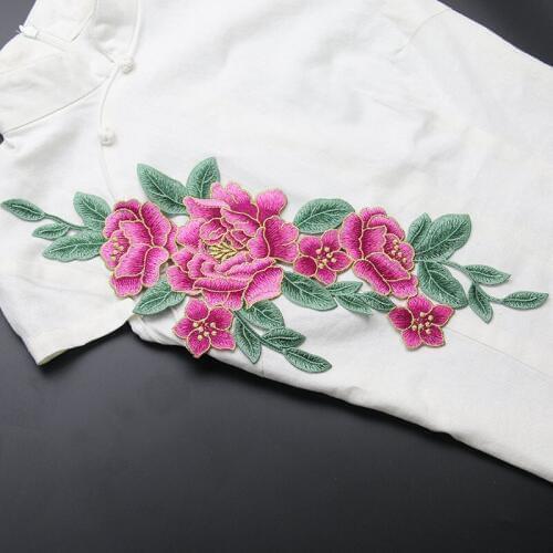 New high quality embroidery patches for clothes,16*40cm parches bordados flower parches sew on patches for clothing
