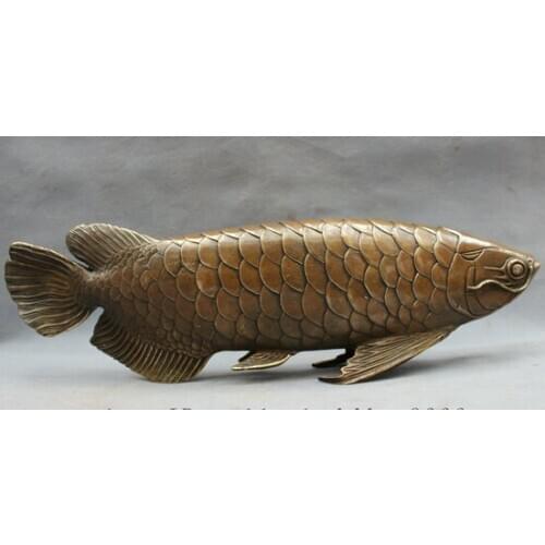 Wholesale factory 20" L Folk Chinese Bronze Copper Decoration Brass Wealth Lucky Fish Statue Sculpture