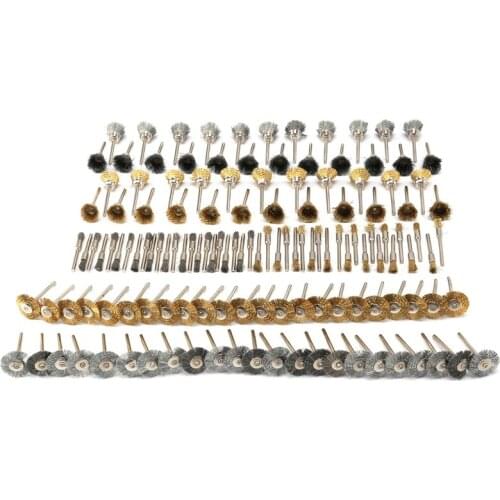 Polish Wire Brush Kit 138Pcs 1/8 Inch Shank Stainless Steel Wire Wheel Brushes for Rotary Tools Polishing