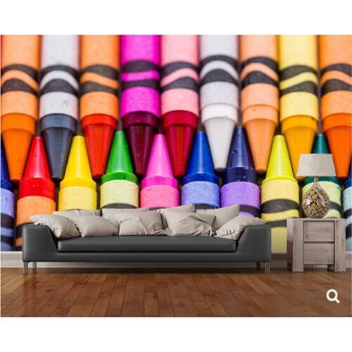 Custom children wallpaper,Multicolored crayons,3D cartoon mural for living room bedroom hotel backdrop Vinyl papel de parede