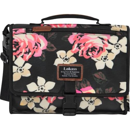 Peony Flower Printed Portable Foldable Detachable Baby Changing Pad Lightweight Diaper Clutch with Stroller Strap for Mom