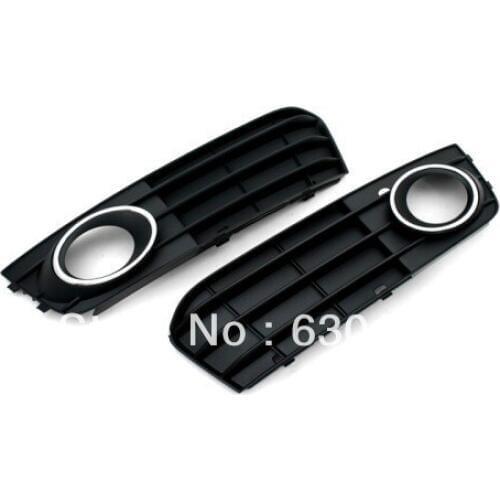 Replacement Front Lower Side Cooling Air Grille with Chrome Fog Light Cutout For Audi A4 B8