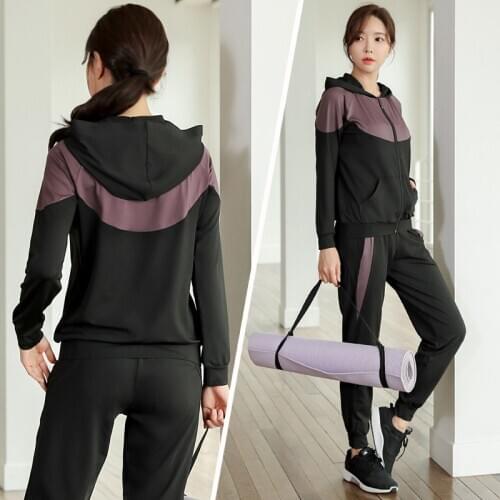 Autumn Women Sport Suit Loose Quickly Dry Hoodie Jacket+sweatpant Jogger Training Workout Outfit Running Casual Set Sportswear