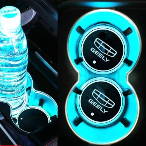 For Geely Atlas Coolray Mk Cross Emgrand GS GL styling Accessories LED Water Coaster Water Glass Atmosphere Light Sticker