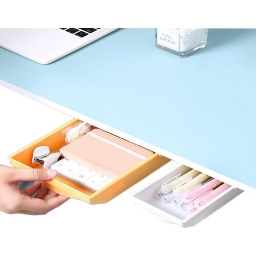 Under The Table Storage Box Self Stick Pencil Tray Desk Table Storage Drawer Organizer Box Adjustable Sundries Finishing Rack