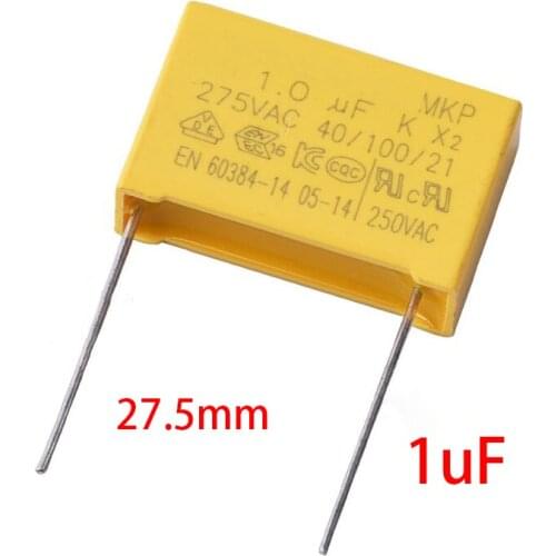5pcs X2 Safety capacitor 27.5mm 275VAC 275V 1uF 1.2uF 1.5uF 2uF 2.2uF 3.3uF Polypropylene film capacitor
