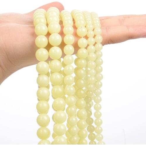 Yellow Luminous Natural Stone Glowing In The Dark Round Spacer Loose Beads for Jewelry Making DIY Bracelets Accessories 6/8/10MM