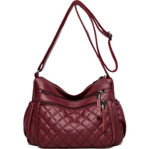 Women Leather Messenger Bag Luxury Lattice Handbags Designer High Quality Female Vintage Crossbody Bags For Women Shoulder Bags