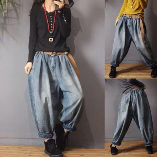 Ladies New Denim Bloomers Women New Wild Distressed Jeans 2020 Lady Retro Casual Loose Jeans