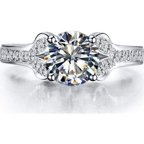 2 Carat Pure 14K Gold Round Excellent Plush Simulate Diamond Wedding Ring For Women Trendy Design Lovely Bridal Jewelry