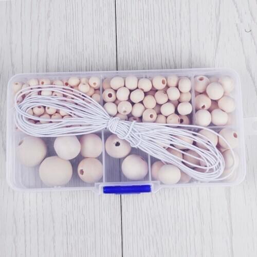 190Pcs/Set Wooden Beads Baby Teether Making Pacifier Chain Wooden DIY Crafts Newborn Teething DIY Accessories Wooden Teether
