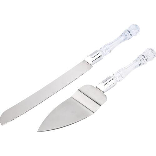 2Pcs Stainless Steel Cake Shovel Cutter Knife Set Wedding Cake Spatula Baking Kitchen Tool