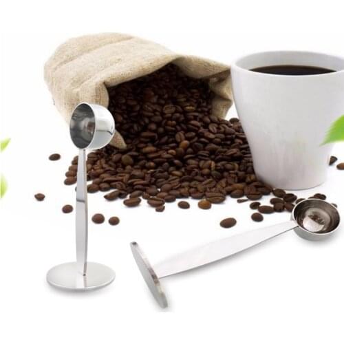 2 In 1 Coffee Spoon Stainless Steel Stand Coffee Powder Measuring Tamper Spoon Coffee Tamper Coffee Bean Spoon Coffeeware