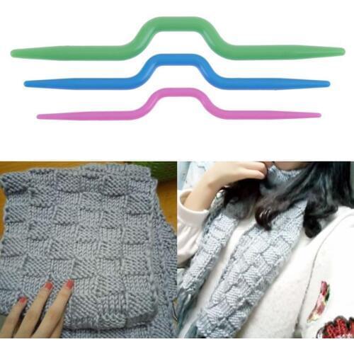3pcs Plastic Twist Curved Needles Scarf Sweater Knitting Needles Handcraft DIY Weaving Tool Sewing Accessories