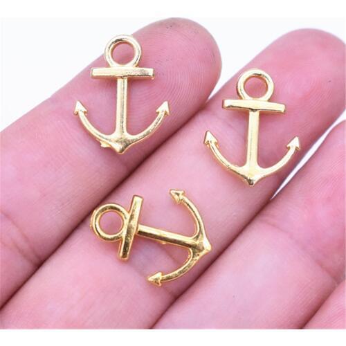 30pcs/lot 18x15mm Antique Silver and Gold Colors Plated Anchor Charm Pendant DIY Handmade Jewelry Accessories