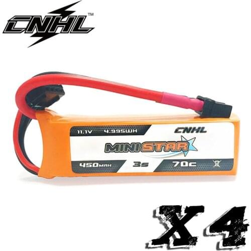 4PCS CNHL MiniStar 450mAh 11.1V 3S 70C Lipo Battery For Digiwhoop FPV With XT30 Plug