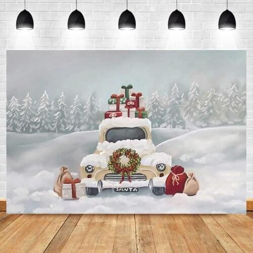 Photography Backdrops Merry Christmas Winter North Pole Snowflake Car Decor White Banners Backgrounds For Photo Studio