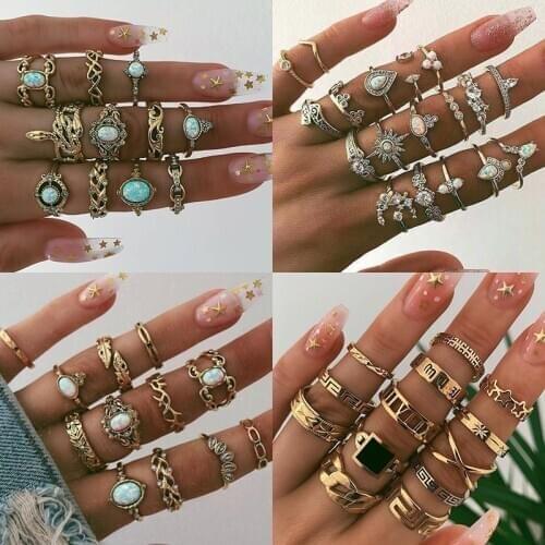 11 Styles Punk Gold Knuckle Rings Set Fashion Geometric Crystal Midi Finger Rings for Women Jewelry Accessories Drop Shipping