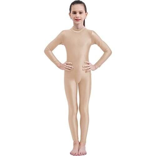 SPEERISE Girls Black Long Sleeve Unitard Boys Bodysuit Spandex Lycra Full Body Tight Jumpsuit High neck Dance Costumes Unitards