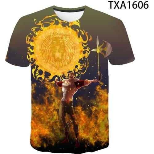 Comic Escanor Lions Sin Of Pride Men Women Kids 3D T Shirt Summer Short Sleeve Boy Girl Children Cartoon Anime Tops Cool Tee