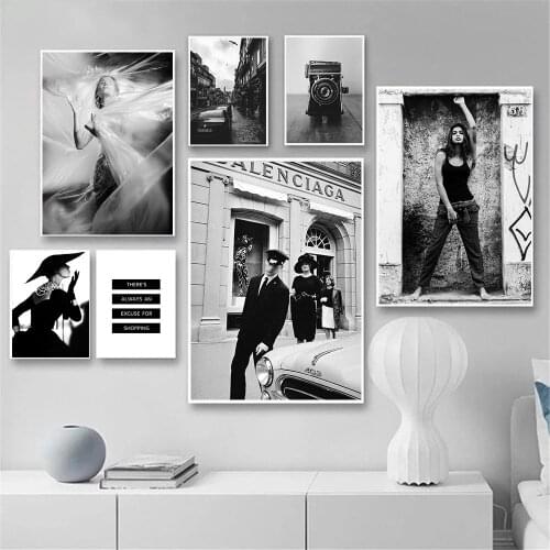Beauty Fashion Women Posters And Prints City Landscape Poster Black And White Canvas Painting Nordic Wall Art Picture Home Decor