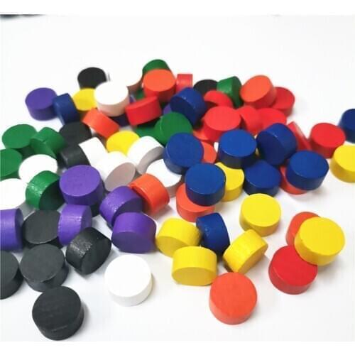 40Pcs 10*5MM Round circular Pawn Wooden Game Pieces Colorful Pawn/Chess For Board game/Educational Games