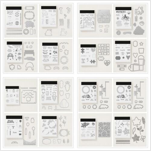 Metal Cutting Dies And Clear Stamps Stencils for DIY Scrapbook Album Paper Card Embossing Decorations Handmade