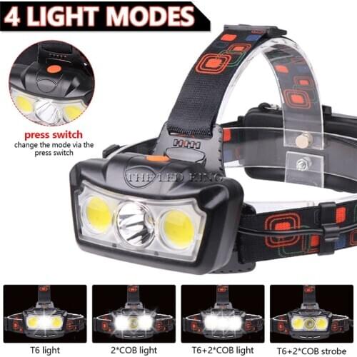 Mini COB LED Headlight Headlamp Head Lamp Flashlight USB Rechargeable 18650 Torch Camping Hiking Night Fishing Light