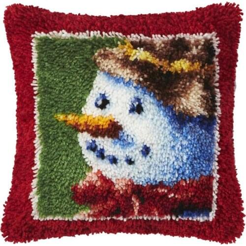 Latch Hook Kits for Kids Adults DIY Throw Pillow Cover Needlework Cross Stitch Kits Color-Coded Canvas Santa Pattern Sofa Decor