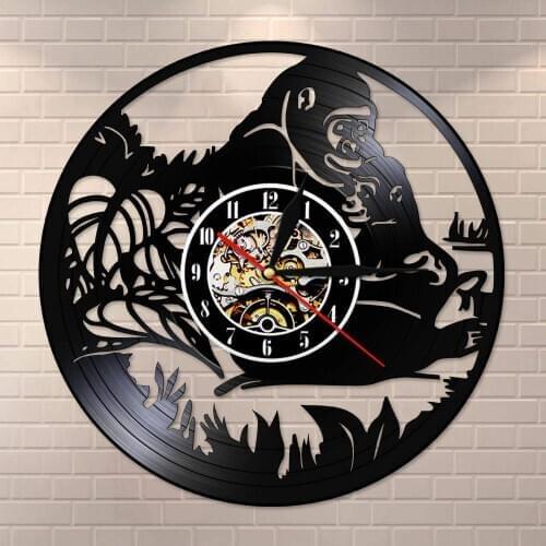 Vintage Safari Animal Art Gift For Kids Jungle Monkeys Vinyl Record Wall Clock Baby Nursery Children Room Decor Wall Clock Watch