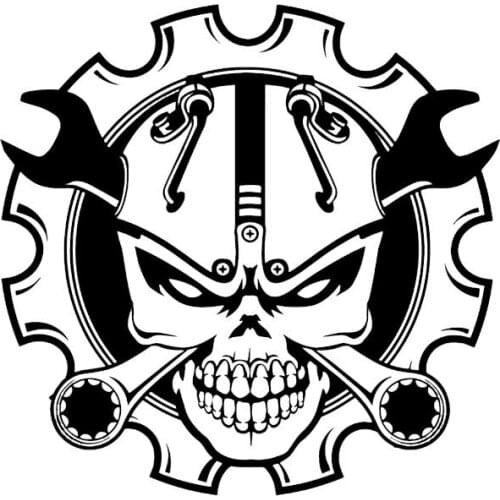 Personality Funny Skull Wrench Graphic Sticker High Quality Car Stickers Decoration Personality PVC Waterproof Decal Black/white