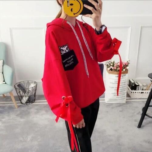 Autumn and winter new student Plush sweater womens top loose hooded long sleeve coat hoodies women sweatshirt clothes harajuku