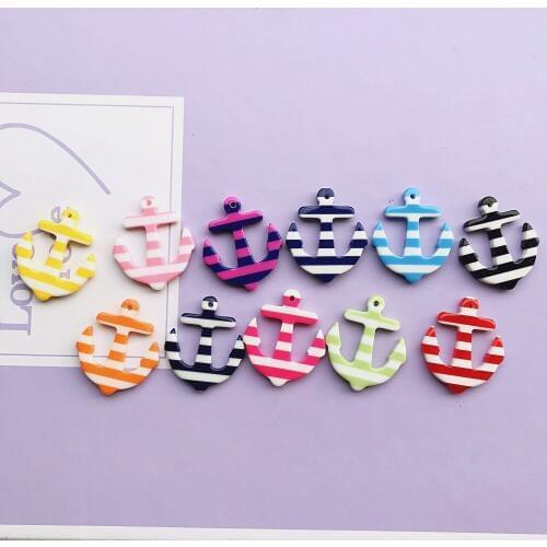ZALEBABA 28*32mm 10pcs Flat back resin Stripe anchnecklace charms very cute keychain pendant necklace pendant for DIY decoration
