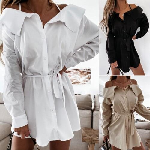 Dresses 2021 Fashion Women Casual Bandage Solid Dress Strapless Long Sleeve Mini Dress Autumn winter dresses Vestidos