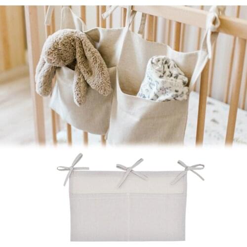 Baby Bed Hanging Storage Bags Cotton Newborn Crib Organizer Toy Diaper Pocket for Crib Bedding Set Accessories Nappy Store Bags