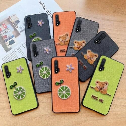 Luxury Embroidery For Huawei Nova 6 Phone Case 3D Fashion 5G Soft Silicone for Huawei Nova 6 Bcak Cover Cloth Style Koala Daisy