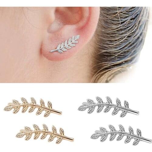 NEW Vintage Exquisite Metal Golden Leaf Hook Earrings Stud Earrings for Women Ear Jewelry Cute Earrings Korean Earrings
