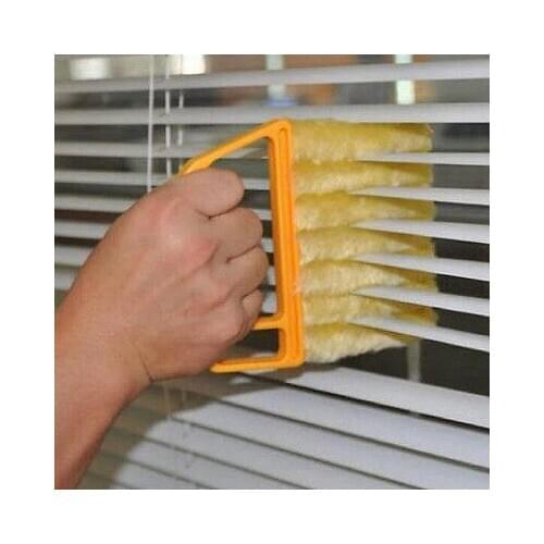 Microfibre Blind Brush Window Duster Cleaning Brushes Cleaner Blind Duster Slats Washable Useful Easy Clean Yellow 14x12cm